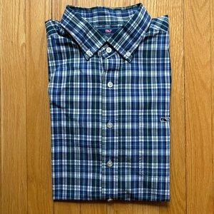 Vineyard Vines Men’s Long Sleeve Tucker Shirt Slim Fit Large Blue Plaid